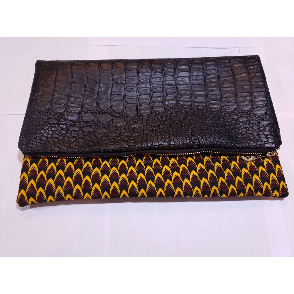 Reversible Ankara Foldover Clutch, African Print Evening Bag, Handmade